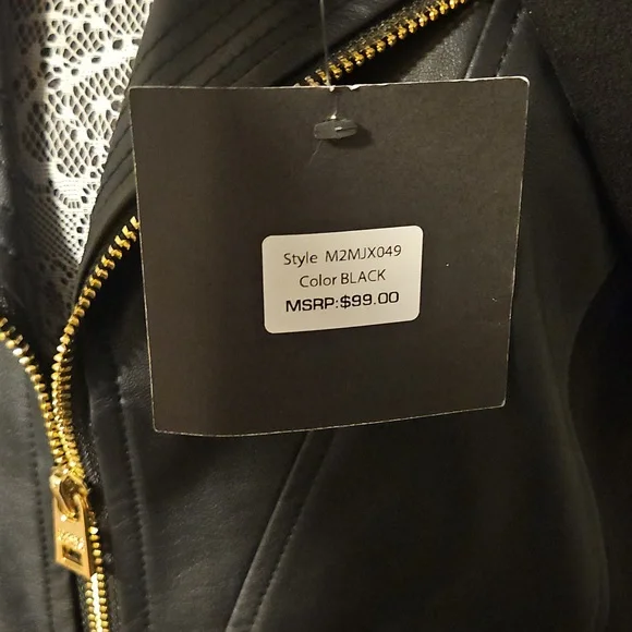Marc New York Black Faux Leather Biker Jacket sz Small - Picture 10 of 13